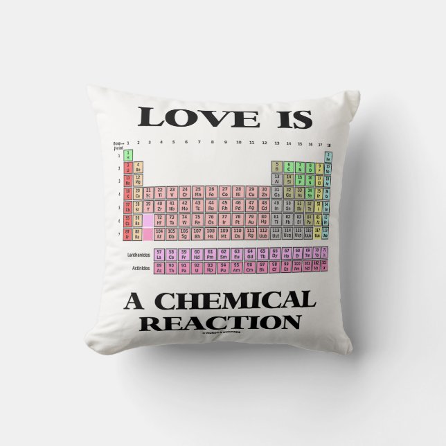 Almofada O amor é uma reacção química (a mesa periódica) (Frente)