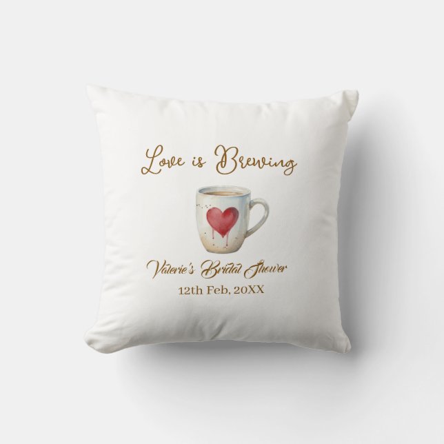 Almofada O amor está preparando caneca de café branco coraç (Frente)