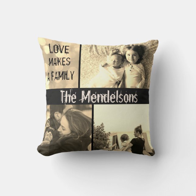 Almofada O amor feito sob encomenda faz uma colagem da foto (Frente)