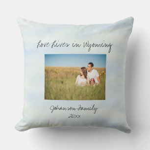 Almofada O Amor Vive No Estado De Wyoming Em Forma De Foto