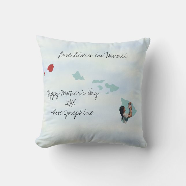 Almofada O Amor Vive No Estado Do Havaí Com Foto Personaliz (Frente)