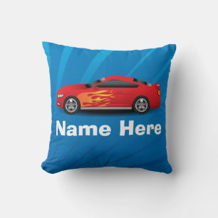 Almofada O azul brilhante com o carro de esportes vermelho