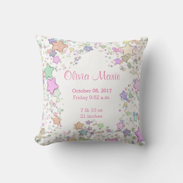 Almofada O bebé do Stats do nascimento Stars o travesseiro (Frente)
