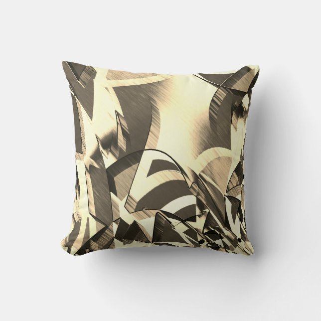 Almofada O bege listra algumas imagens castanhas e difusas (Frente)