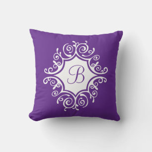 Almofada O branco ornamentado roxo roda quadro com
