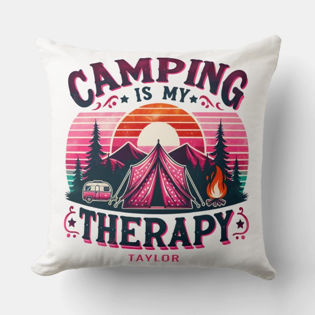 Almofada O Camping É Minha Terapia (Frente)