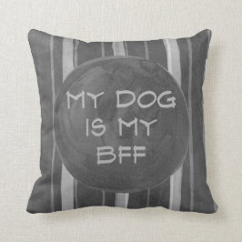 Almofada O cão é meu travesseiro decorativo cinzento da