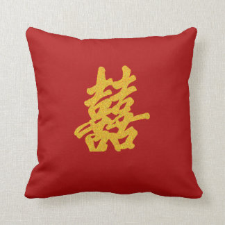 Almofada O casamento de alegria dupla moderna dá Dourada al