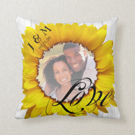 Almofada O casamento personalizado do girassol da foto