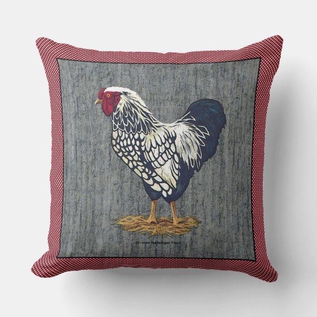 Almofada O celeiro atado prata do galo de Wyandotte embarca (Frente)