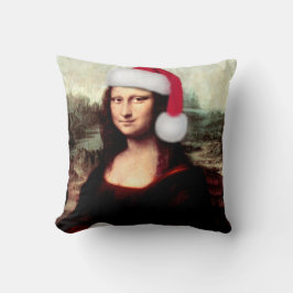 Almofada O Chapéu Natal de Mona Lisa