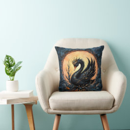 Almofada O Cisne Obsidiano da Graça ao Luar. No crepúsc