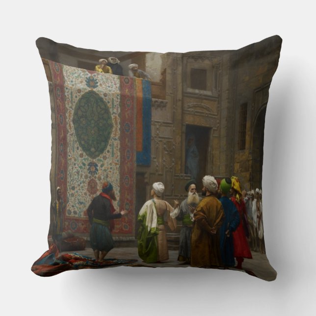 Almofada O comerciante do tapete, c.1887 (óleo em canvas) (Frente)