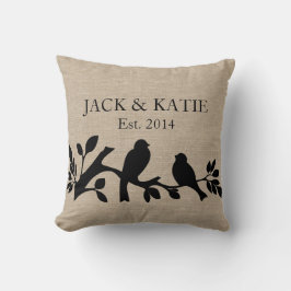 Almofada O costume nomeia a serapilheira de linho pássaros