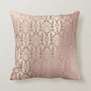 Almofada O damasco metálico Dourado do rosa do rosa real
