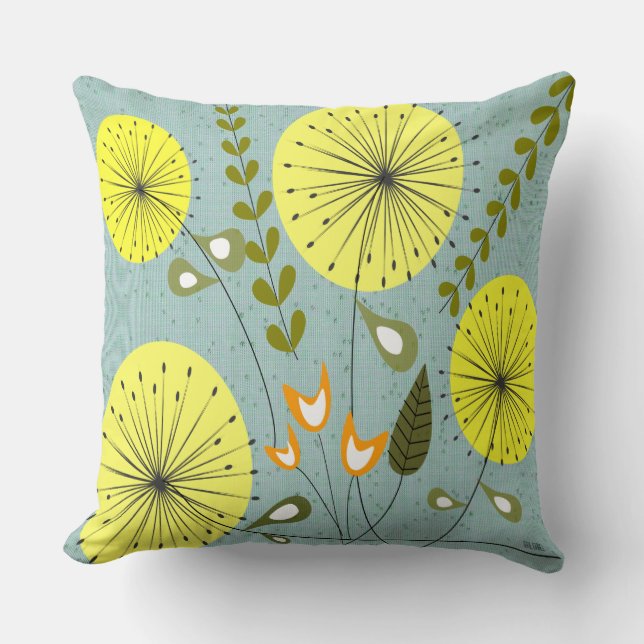 Almofada O dente-de-leão moderno do meio século cronometra (Frente)