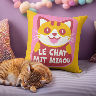 Almofada O desenho animado de gato laranja-acastanhado diz