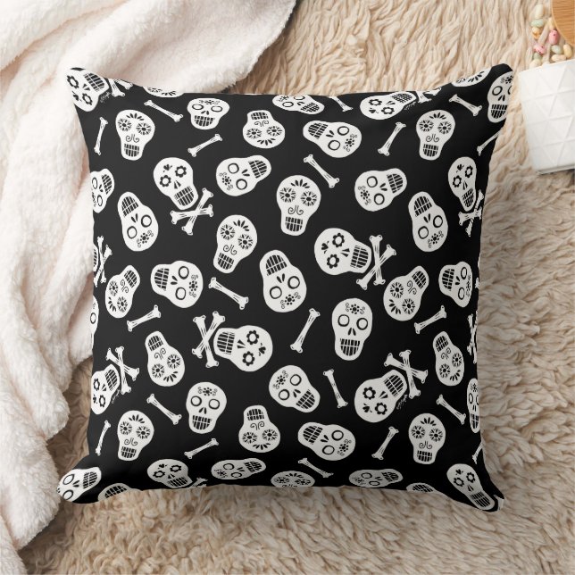 Almofada O Dia de los Muertos White Paper Skulls Pattern (Cobertor)