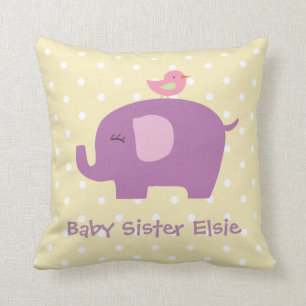 Almofada O elefante bonito e o pássaro do bebê