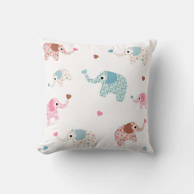 Almofada O elefante retro sem emenda caçoa o papel de (Frente)