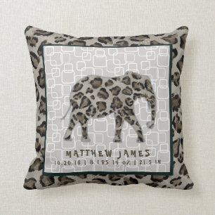 Almofada O Elefante Safari Baby Boy Leopard Imprime as Esta