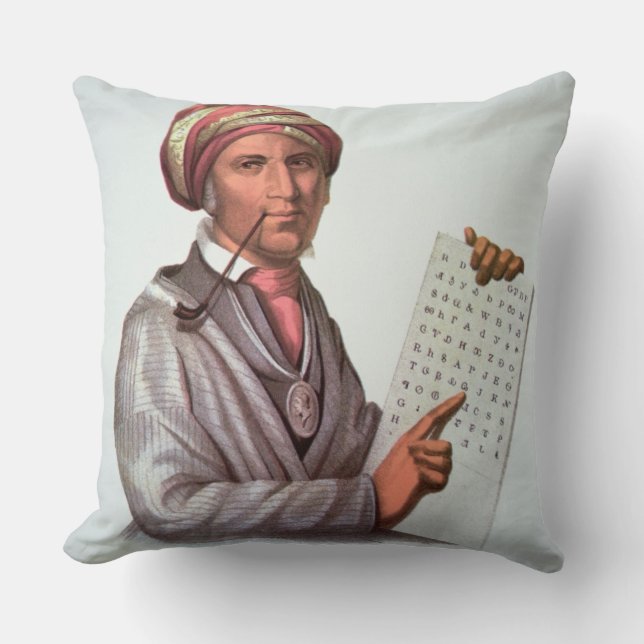 Almofada O erudito Cherokee, Sequoyah (1776-1843) (cor (Frente)