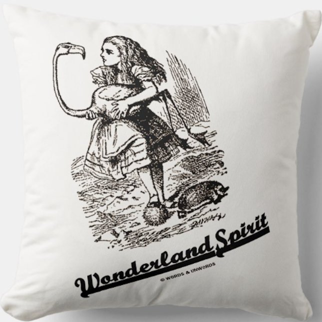 Almofada O Espírito Alice E Seu Humor Flamingo (Throw pillow for anyone with Wonderland Spirit featuring Alice & her Flamingo)