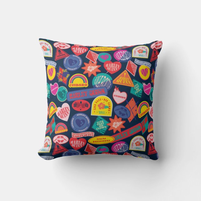 Almofada O Esquadrão Suicida | Padrão de Crachá de Harley Q (Frente)