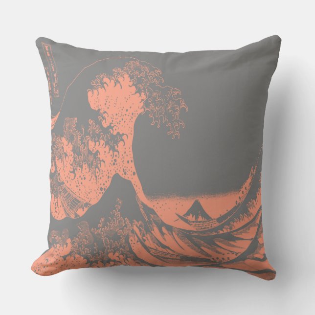 Almofada O Excelente Wave Travesseiro Peach & Cinza (Frente)