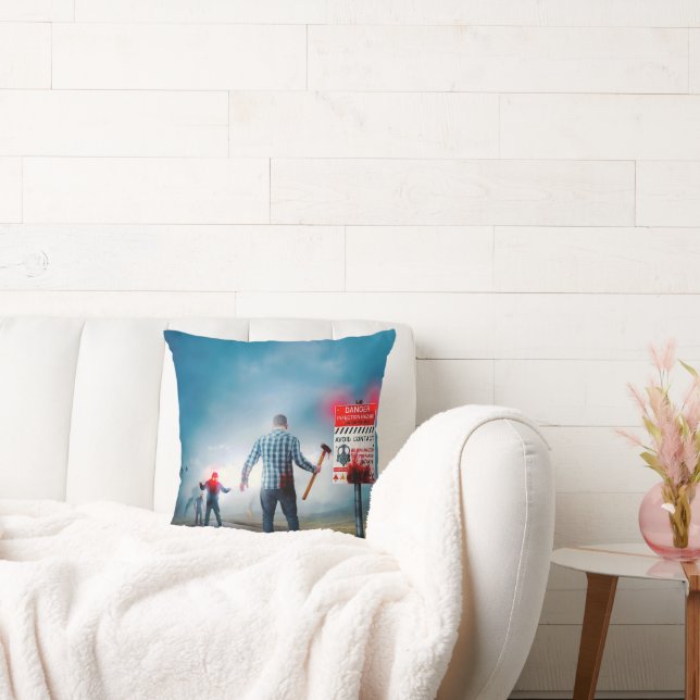 Almofada O feliz Dia das Bruxas de SlipperyJoe brilha zumbi (Sofá)