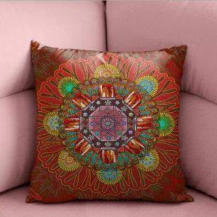 Almofada O Filtro Vermelho Floral do Pico Manipur Mandala