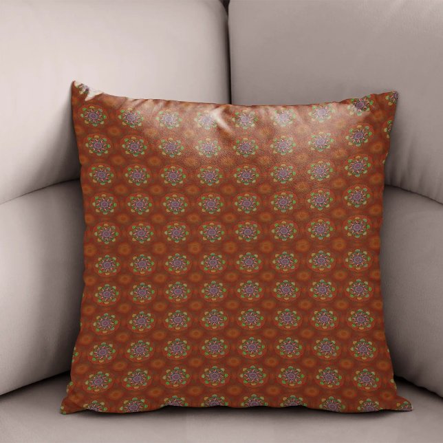 Almofada O Filtro Vermelho Floral do Pico Manipur Mandala (Criador carregado)