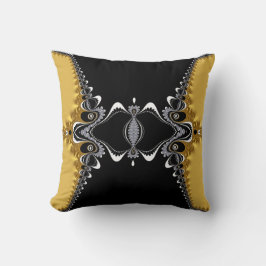 Almofada O Fractal acena o ouro+Coxim da arte preta