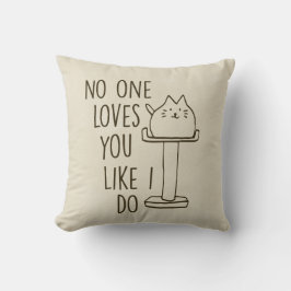 Almofada O gato ama-o o travesseiro decorativo de creme