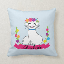 o gato bonito personalizou o travesseiro conhecido
