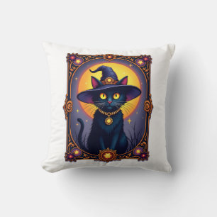 Almofada O Gato Bruxo Cartão Tarot Halloween Vintage Gótico