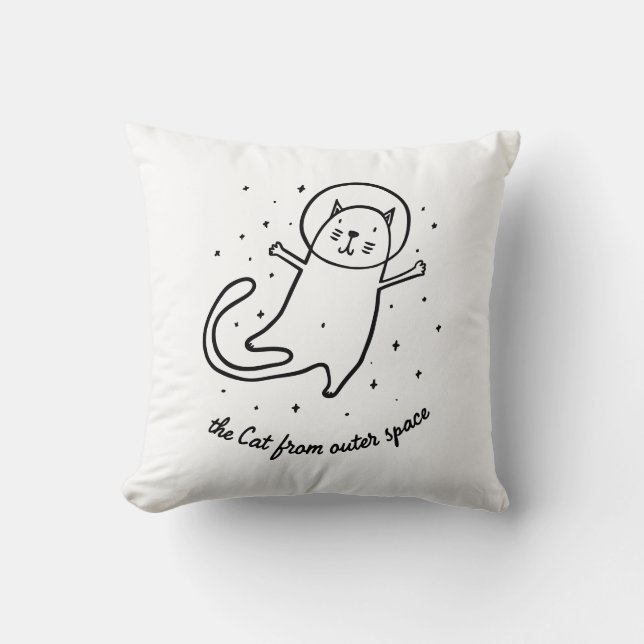 Almofada O Gato do Espaço Sideral Decorativo (Frente)