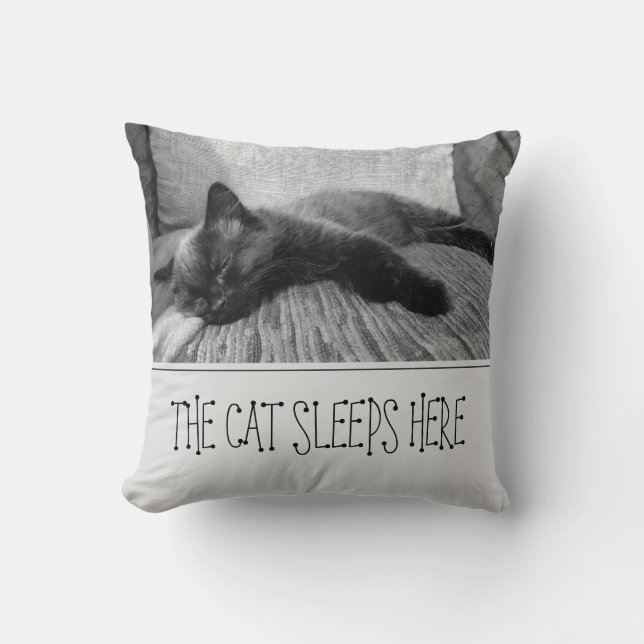 Almofada O Gato Dorme Aqui (Frente)