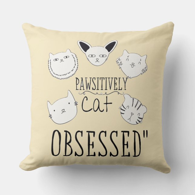 Almofada O "Gato Pawsitivamente Obcecado" (Frente)