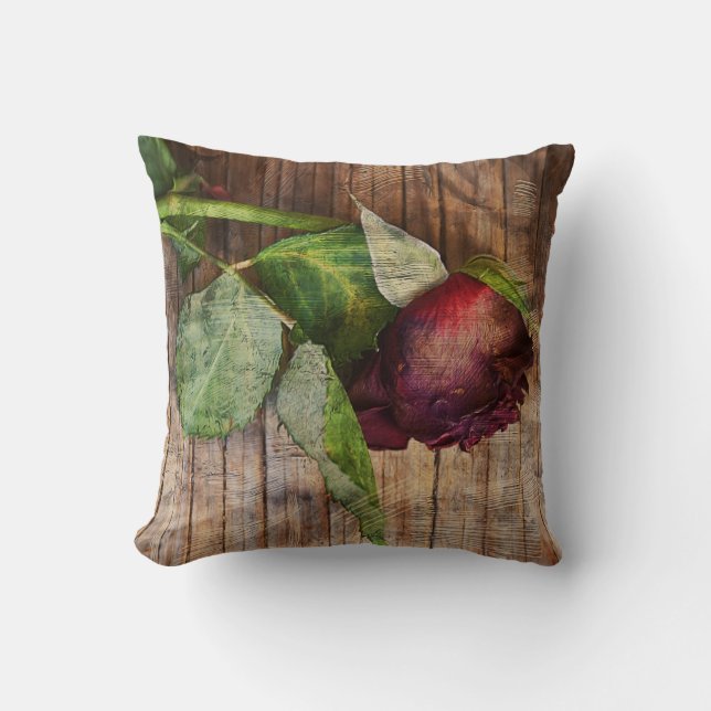 Almofada O Grunge Textured vermelho rústico aumentou na (Frente)