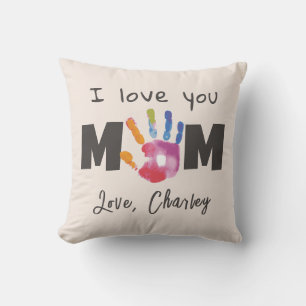 Almofada O Handprint Personalizado Te Ama Mãe