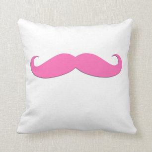 Almofada O humor cor-de-rosa do Moustache do preto do