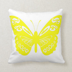 Almofada O laço amarelo da borboleta voa o travesseiro