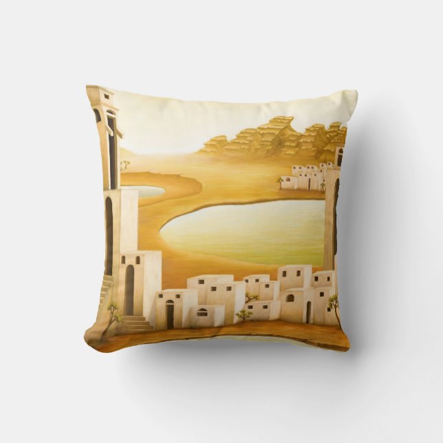 Almofada "O lugar" - Oriente Médio / Pintura do Deserto do  (Frente)