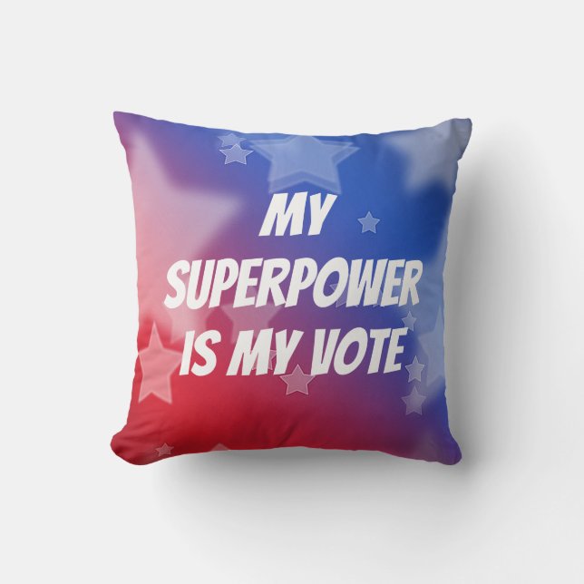 Almofada O meu superpoder é o meu voto (Frente)