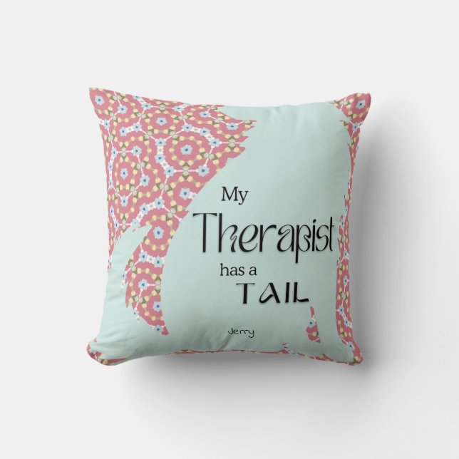 Almofada O MEU TERAPISTA TEM UM PASTA-Pano azul-azul (Frente)