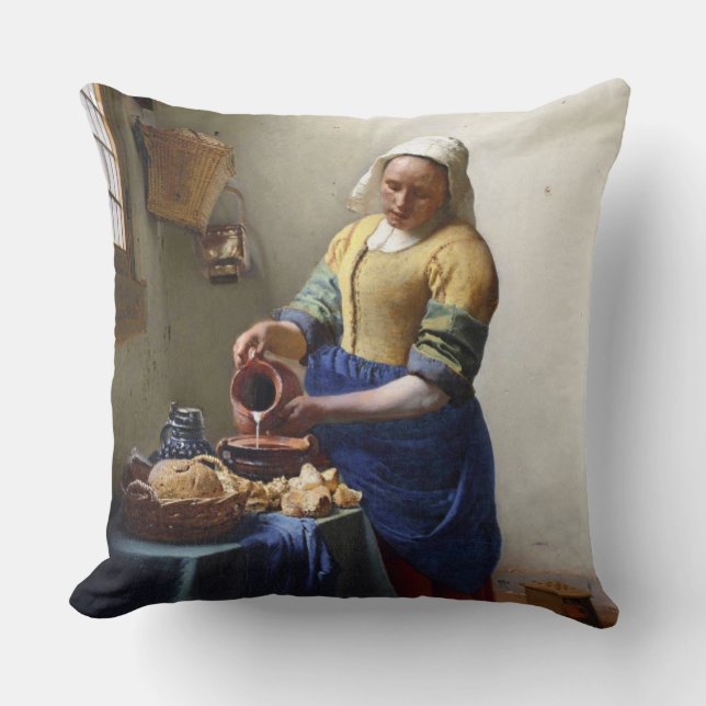 Almofada O Milkmaid, c.1658-60 (óleo em canvas) (Frente)