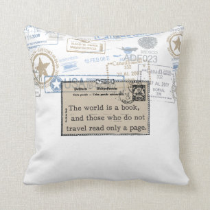 Almofada "O mundo é travesseiro decorativo das viagens