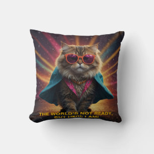 Almofada O mundo não está pronto - Design de Humor de Gato