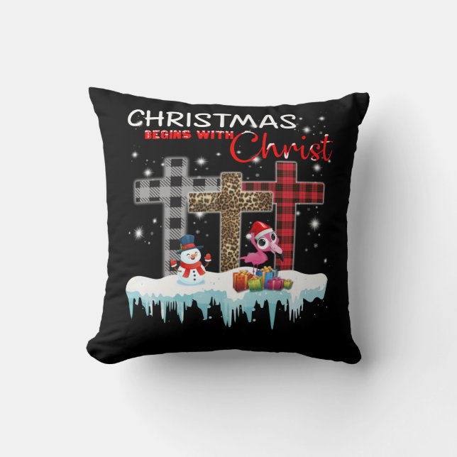 Almofada O Natal Começa Com O Amor Do Cristo Flamingo (Frente)